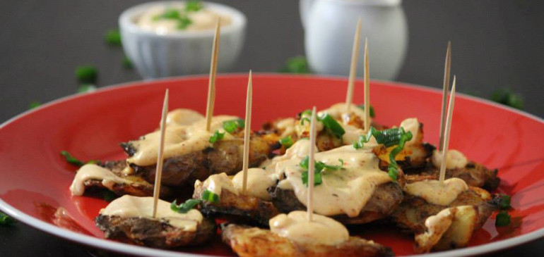 Grilled Cajun Potatoes with Mayonnaise sauce