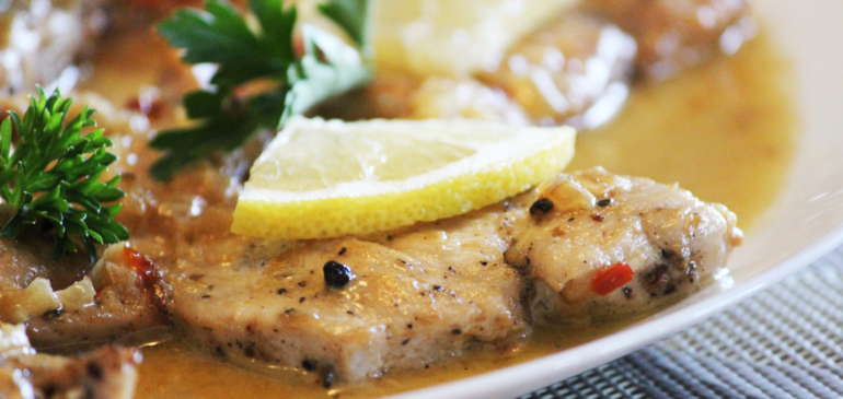 Chicken with Lemon garlic cream sauce